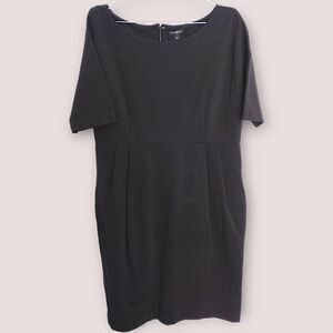 Ann Taylor Women's Dress Sz 14 Black Sheath Fitted Silver Zipper Business Evenin